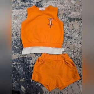 GUC Orange Tigger Sleeveless Top and Shorts 18M